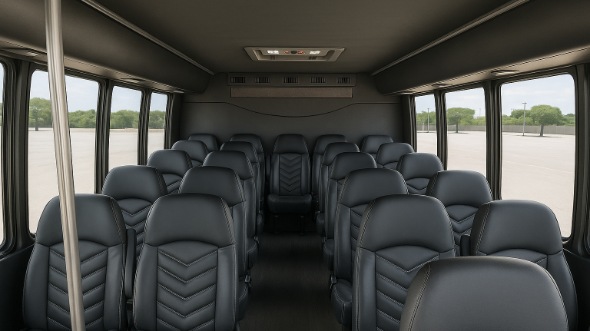Interior of Charter Bus Company Encinitas's 25 Passenger Mini bus in Encinitas