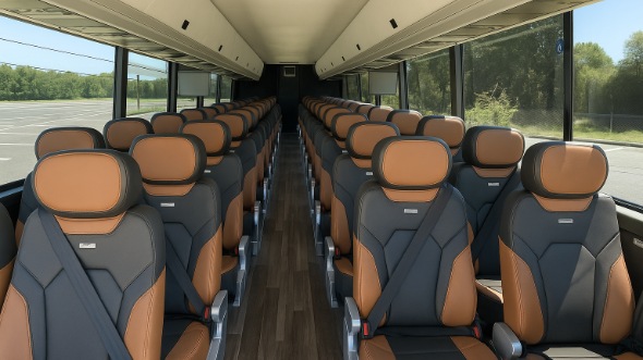 Interior of Charter Bus Company Encinitas's 50 Passenger Charter Bus in Encinitas