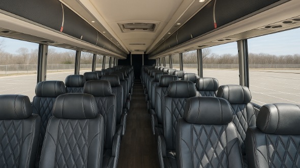 Interior of Charter Bus Company Encinitas's 55 Passenger Charter Bus in Encinitas