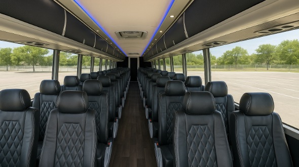 Interior of Charter Bus Company Encinitas's 56 Passenger Charter Bus in Encinitas