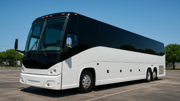 Exterior of Charter Bus Company Solana Beach's 56 Passenger Charter Bus in Solana Beach