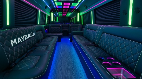 Interior of Charter Bus Company Encinitas's Party Bus in Encinitas