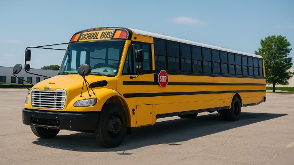 Exterior of Charter Bus Company Encinitas's School Bus in Encinitas