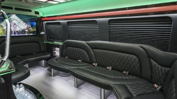 Interior of Charter Bus Company Encinitas's Sprinter Limo in Encinitas